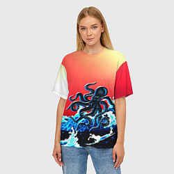 Футболка оверсайз женская Кракен в Море Градиент, цвет: 3D-принт — фото 2