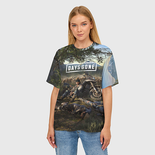 Женская футболка оверсайз Days gone Дикон и толпа фриков / 3D-принт – фото 3