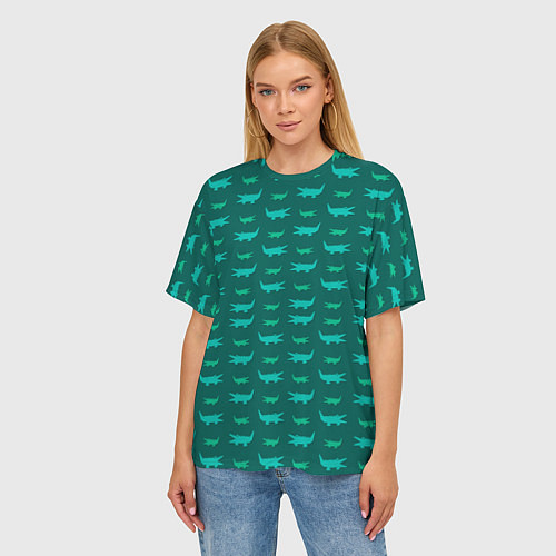 Женская футболка оверсайз Крокодилы / 3D-принт – фото 3
