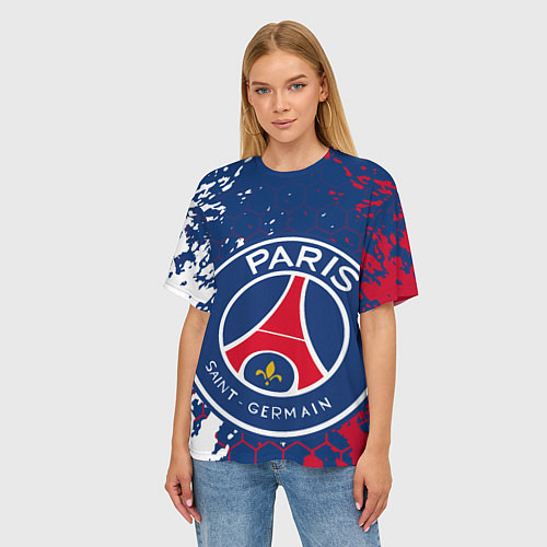 Женская футболка оверсайз ФК ПСЖ FC PSG PARIS SG / 3D-принт – фото 3