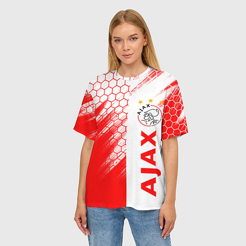 Женская футболка оверсайз FC AJAX AMSTERDAM ФК АЯКС / 3D-принт – фото 3