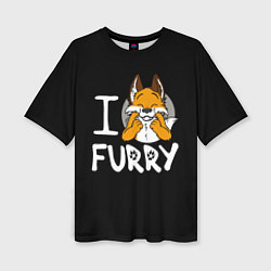 Футболка оверсайз женская I love furry, цвет: 3D-принт