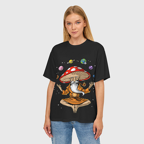 Женская футболка оверсайз Космический Гриб Волшебник / 3D-принт – фото 3