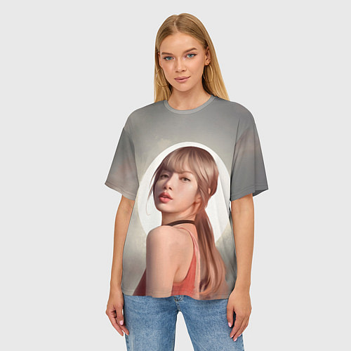 Женская футболка оверсайз Лиса маслом / 3D-принт – фото 3