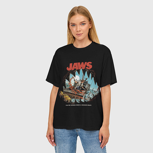 Женская футболка оверсайз Jaws cinema / 3D-принт – фото 3