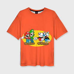 Женская футболка оверсайз CupHead x Mario