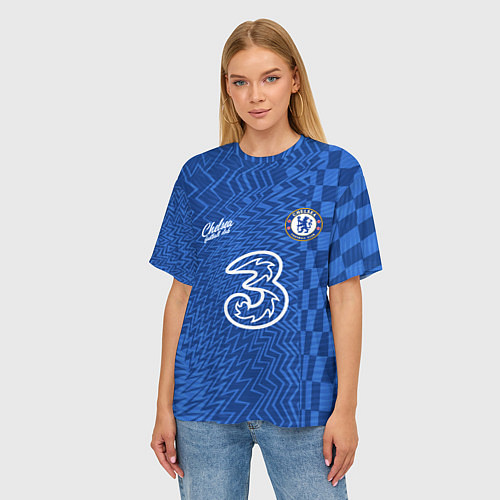 Женская футболка оверсайз Маунт Челси форма 20212022 / 3D-принт – фото 3