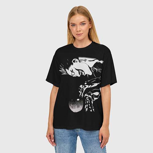 Женская футболка оверсайз Рюк и яблоко Death Note / 3D-принт – фото 3