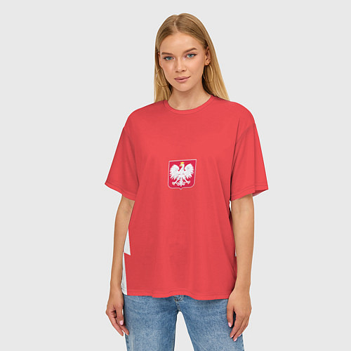 Женская футболка оверсайз Польша футбольная форма / 3D-принт – фото 3