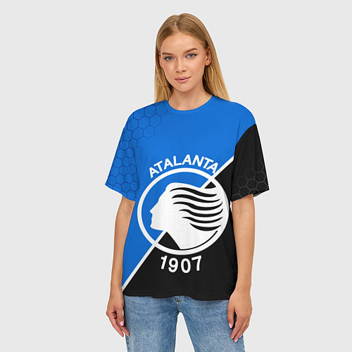 Женская футболка оверсайз FC ATALANTA ФК АТАЛАНТА / 3D-принт – фото 3