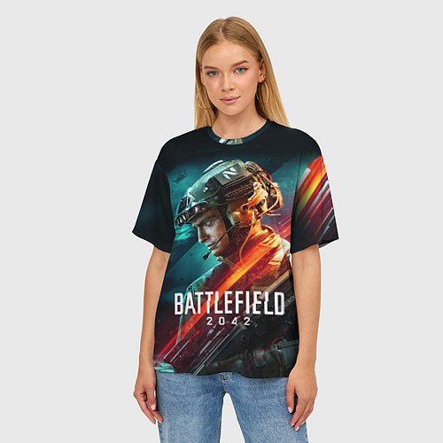Женская футболка оверсайз BATTLEFIELD 2042 Батлфилд / 3D-принт – фото 3