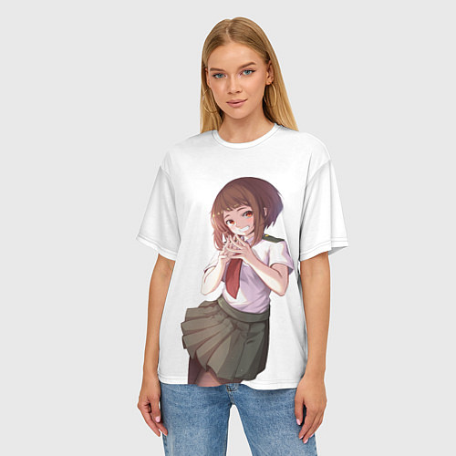 Женская футболка оверсайз Очако Урарака хитрит замышляет по крупному - Моя г / 3D-принт – фото 3