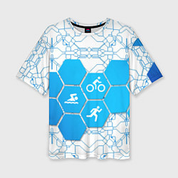 Футболка оверсайз женская Плыви, Крути, Беги, цвет: 3D-принт