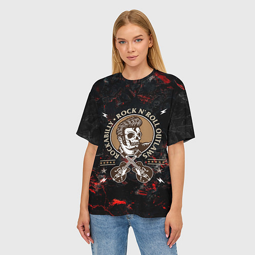 Женская футболка оверсайз Элвис Пресли Rock n roll / 3D-принт – фото 3