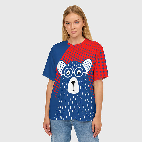 Женская футболка оверсайз Медведь / 3D-принт – фото 3