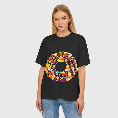 Женская футболка оверсайз Пончик Гомер / 3D-принт – фото 3