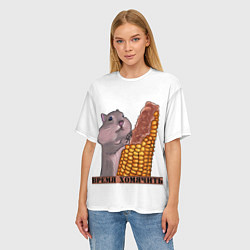 Футболка оверсайз женская Время хомячить, цвет: 3D-принт — фото 2