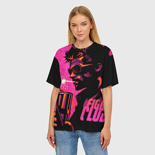 Женская футболка оверсайз Тайлер Дёрден с динамитом / 3D-принт – фото 3