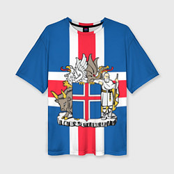 Футболка оверсайз женская Флаг и Герб Исландии, цвет: 3D-принт