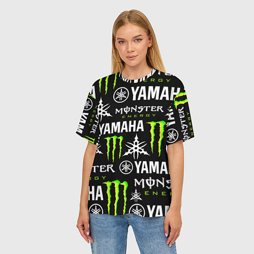 Женская футболка оверсайз YAMAHA X MONSTER SPORT / 3D-принт – фото 3
