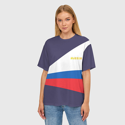 Женская футболка оверсайз Токио 2021 Форма России / 3D-принт – фото 3