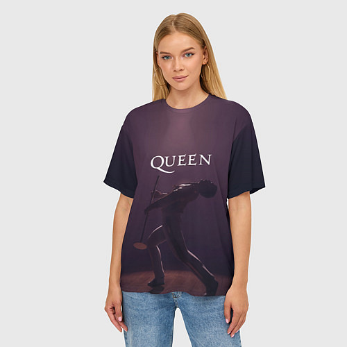 Женская футболка оверсайз Freddie Mercury Queen Z / 3D-принт – фото 3