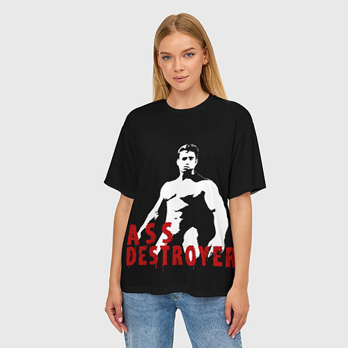 Женская футболка оверсайз ASS DESTROYER / 3D-принт – фото 3