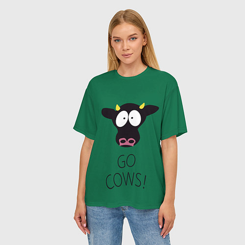 Женская футболка оверсайз Go Cows / 3D-принт – фото 3