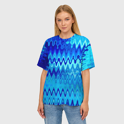 Женская футболка оверсайз Синий-голубой абстрактный узор / 3D-принт – фото 3