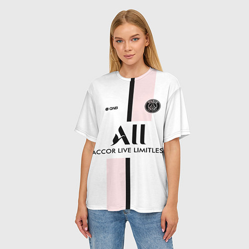 Женская футболка оверсайз PSG Cup Away Vapor Match Shirt New 202223 / 3D-принт – фото 3