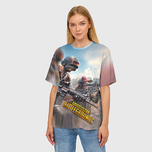 Женская футболка оверсайз Королевская битва ПУБГ Z / 3D-принт – фото 3