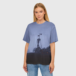 Футболка оверсайз женская СИРЕНОГОЛОВЫЙ У ДОМА, цвет: 3D-принт — фото 2