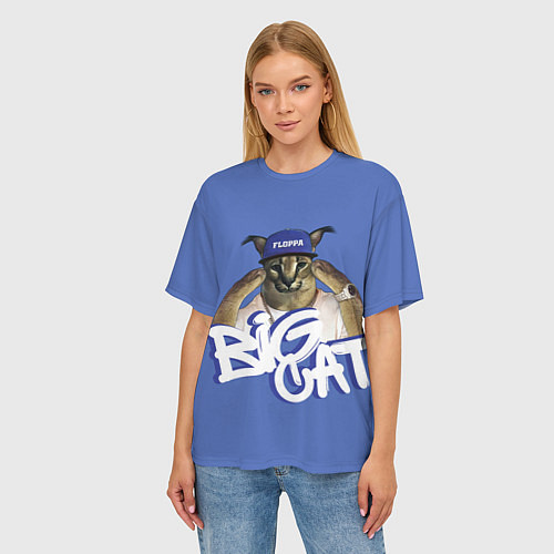 Женская футболка оверсайз Big Cat Floppa / 3D-принт – фото 3