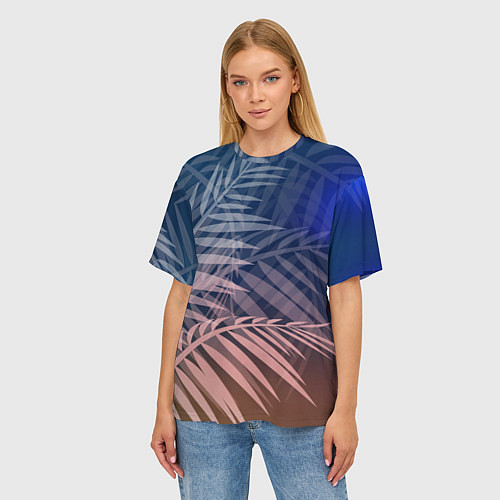 Женская футболка оверсайз Тропическая ночь / 3D-принт – фото 3