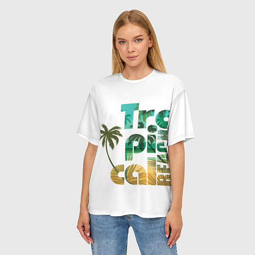 Женская футболка оверсайз Лето / 3D-принт – фото 3