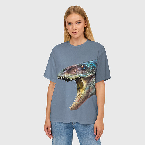 Женская футболка оверсайз Хищный динозавр Dino Z / 3D-принт – фото 3