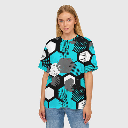 Женская футболка оверсайз Геометрия плиты / 3D-принт – фото 3