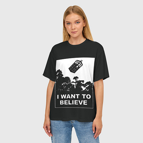 Женская футболка оверсайз Я хочу верить / 3D-принт – фото 3
