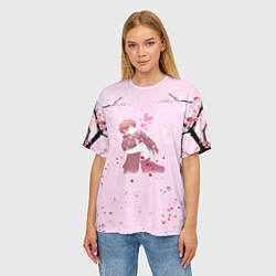 Футболка оверсайз женская Аниме Объятия Любовь Пара, цвет: 3D-принт — фото 2