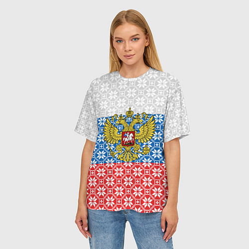 Женская футболка оверсайз Россия Алатырь / 3D-принт – фото 3
