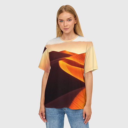 Женская футболка оверсайз Пустыня дюна барханы / 3D-принт – фото 3