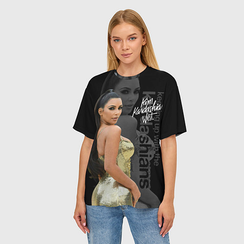 Женская футболка оверсайз Ким Кардашьян / 3D-принт – фото 3