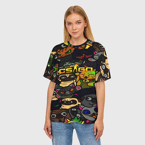 Женская футболка оверсайз CS GO AWP SKIN / 3D-принт – фото 3