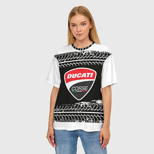 Женская футболка оверсайз Ducati Дукати Z / 3D-принт – фото 3