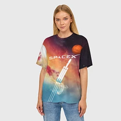 Футболка оверсайз женская Space X, цвет: 3D-принт — фото 2