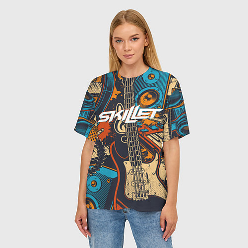 Женская футболка оверсайз Skillet Скиллет Z / 3D-принт – фото 3