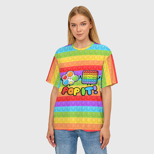 Женская футболка оверсайз POP IT - SIMPLE DIMPL / 3D-принт – фото 3