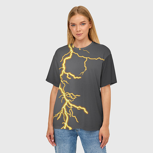 Женская футболка оверсайз Яркая молния / 3D-принт – фото 3