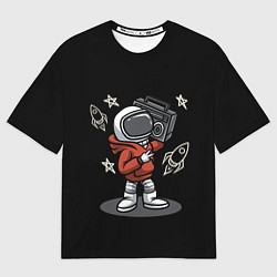 Футболка оверсайз женская Астронавт с магнитофоном, цвет: 3D-принт