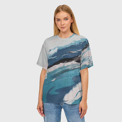 Женская футболка оверсайз Волны океана / 3D-принт – фото 3